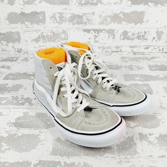 Vans Herringbone Sk8-Hi Unisex Grey Suede White Lace Up Sneakers E302 - Picture 5 of 12